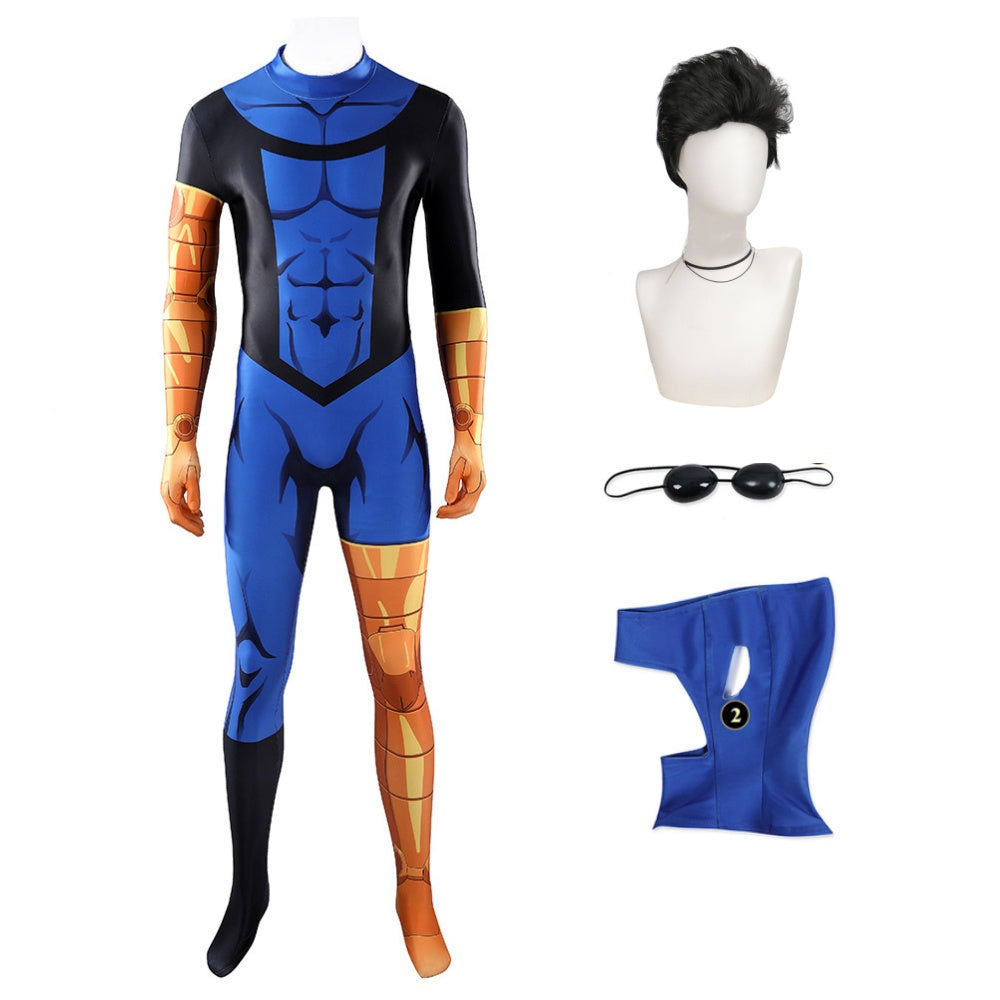 Cosplay Costume Mark Grayson Invincible 4(2026) TV Cosplay Combinaison Bleue Homme Perruque