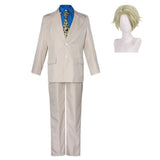 Cosplay Costume Nanami Kento Jujutsu Kaisen Saison 3(2026) Anime Cosplay Tenue Beige et Bleue Homme Perruque