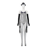 Cosplay Costume Satine Moulin Rouge Comédie Musicale Cosplay Robe Argentée et Noire Femme