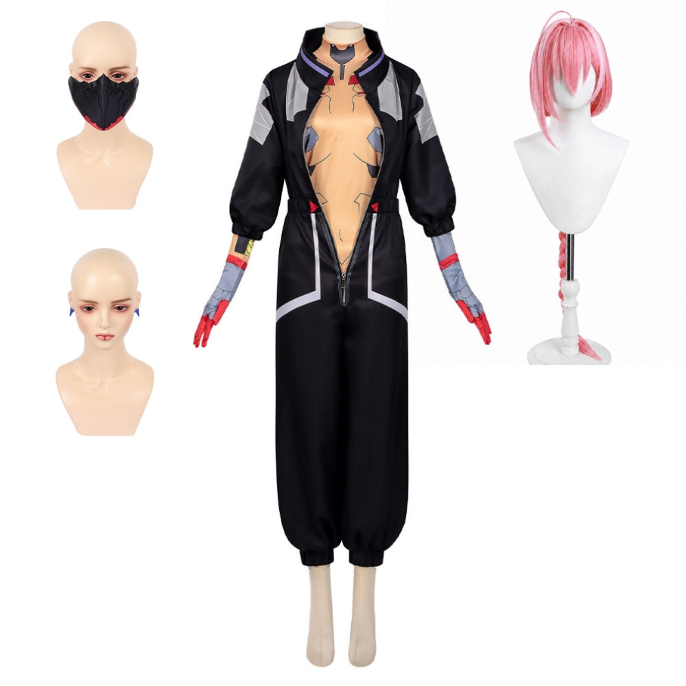 Cosplay Costume Talia Yang Cyberpunk: Edgerunners 2(2026) TV Cosplay Tenue Noire Femme Perruque Masque Boucles d'Oreilles