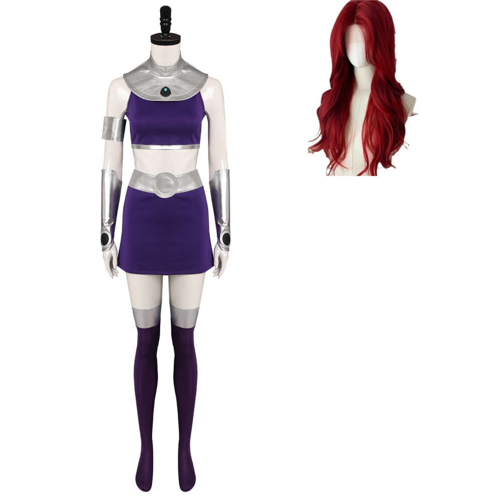 DC Adulte Teen Titans Les Jeunes Titans Starfire Robe Cosplay Costume Perruque