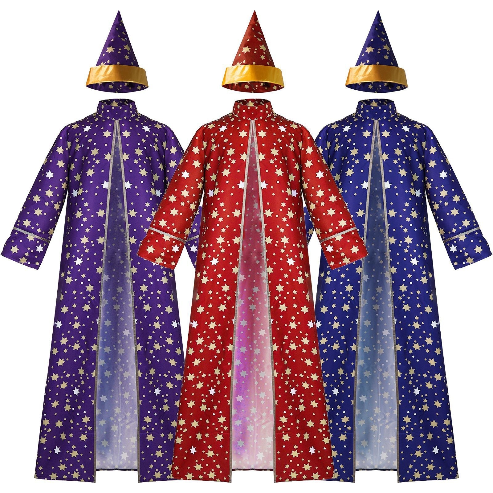 Déguisement Adulte&Enfant Ensemble de Cape+Chapeau de Magicien Sorcier