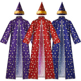 Déguisement Adulte&Enfant Ensemble de Cape+Chapeau de Magicien Sorcier