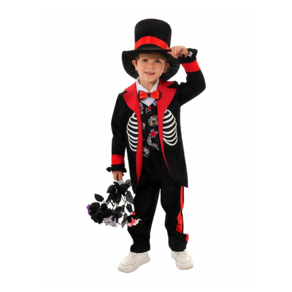 Déguisement Catrina Garçon Gentleman Fantôme Tenue Noire pour Le Jour des Morts