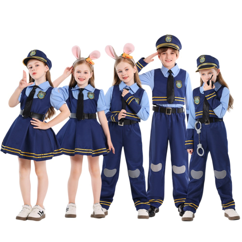 Déguisement Fille Zootopia 2 Judy Police Robe/Uniforme Bleue Costume d'Halloween