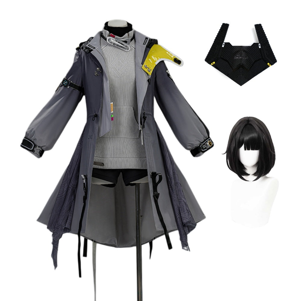 Femme Arknights: Endfield(2026) Endministrator Tenue Grise Cosplay Costume Perruque Masque