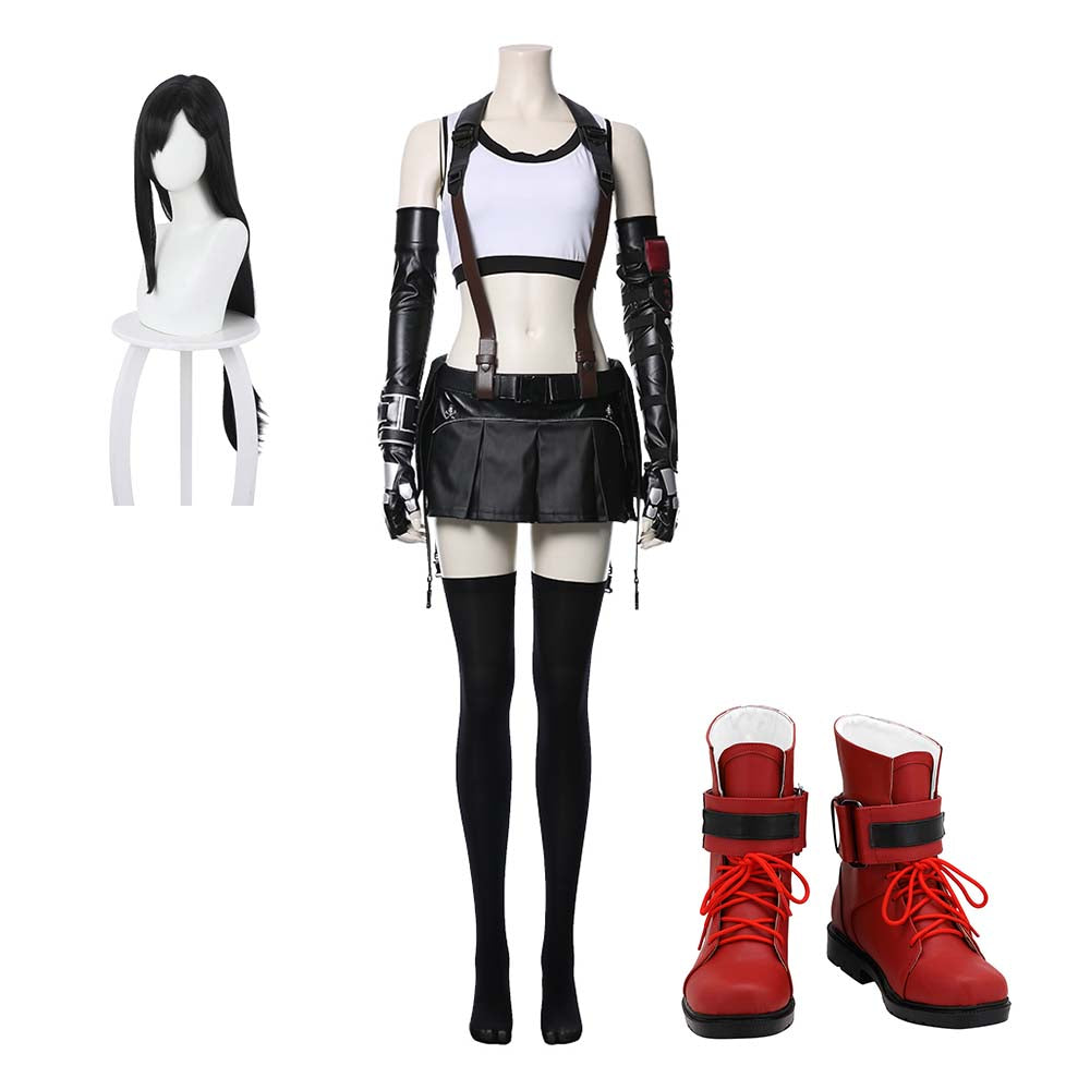 Final Fantasy VII : Remake FF7 FF VII Tifa Lockhart Cosplay Costume Perruque Chaussures