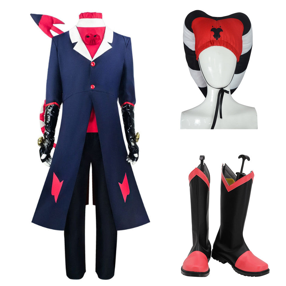 Helluva Boss Hazbin Hotel Blitz Tenue Bleue Cosplay Costume Chapeau Chaussures