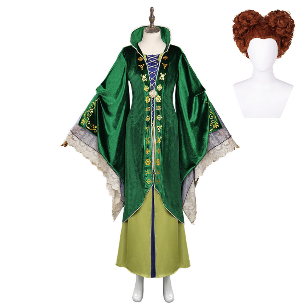 Hocus Pocus 2 Winifred Sanderson Robe Cosplay Costume Carnival Halloween Perruque