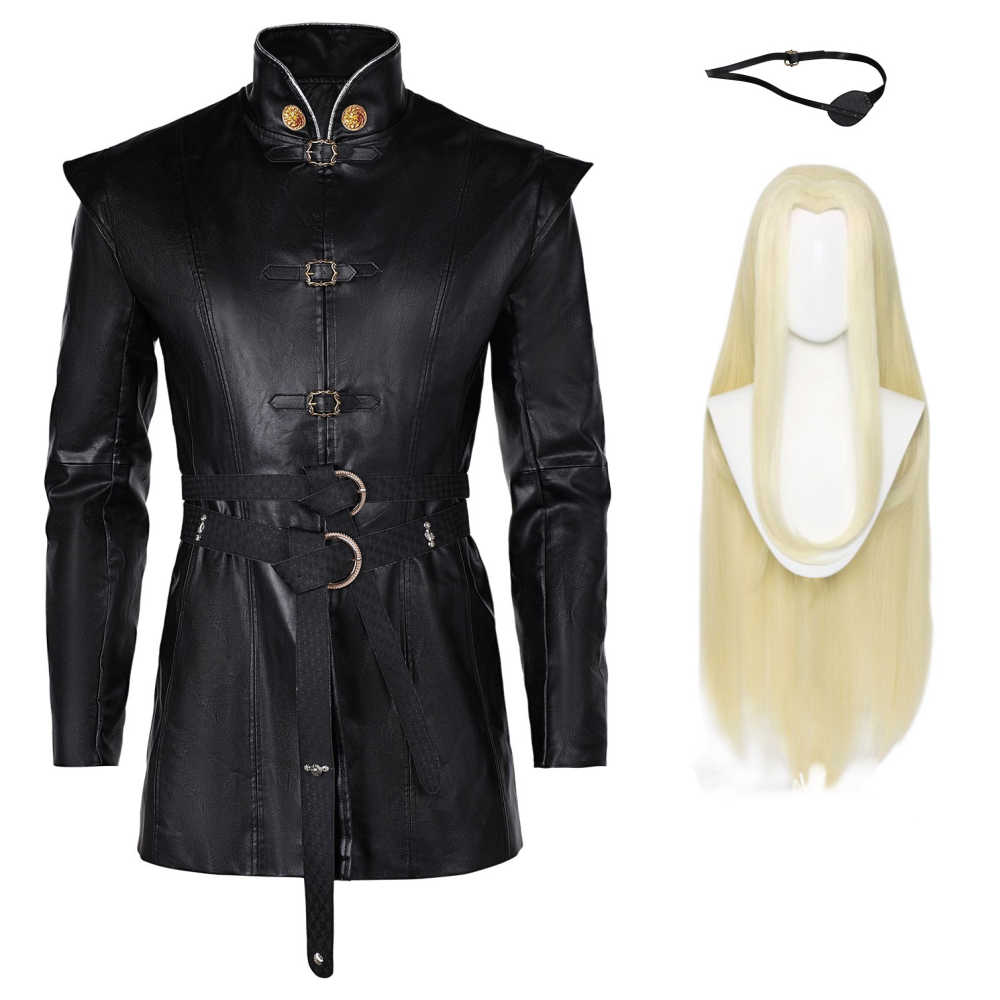 House of The Dragon Prince Aemond Targaryen Veste Vintage Cosplay Costume Médiéval Perruque