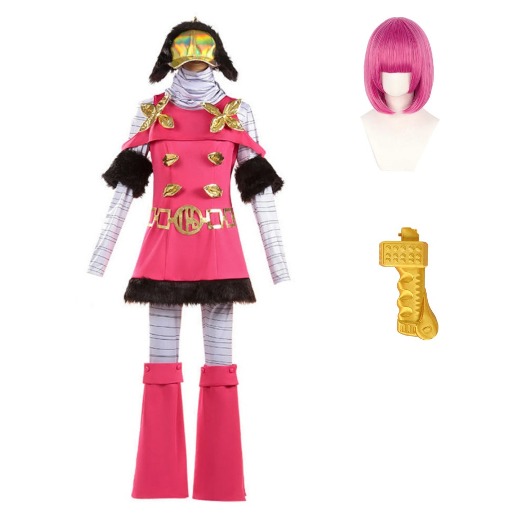JoJo's Bizarre Adventure Hot Pants Tenue Rouge Cosplay Costume Perruque Accessoire