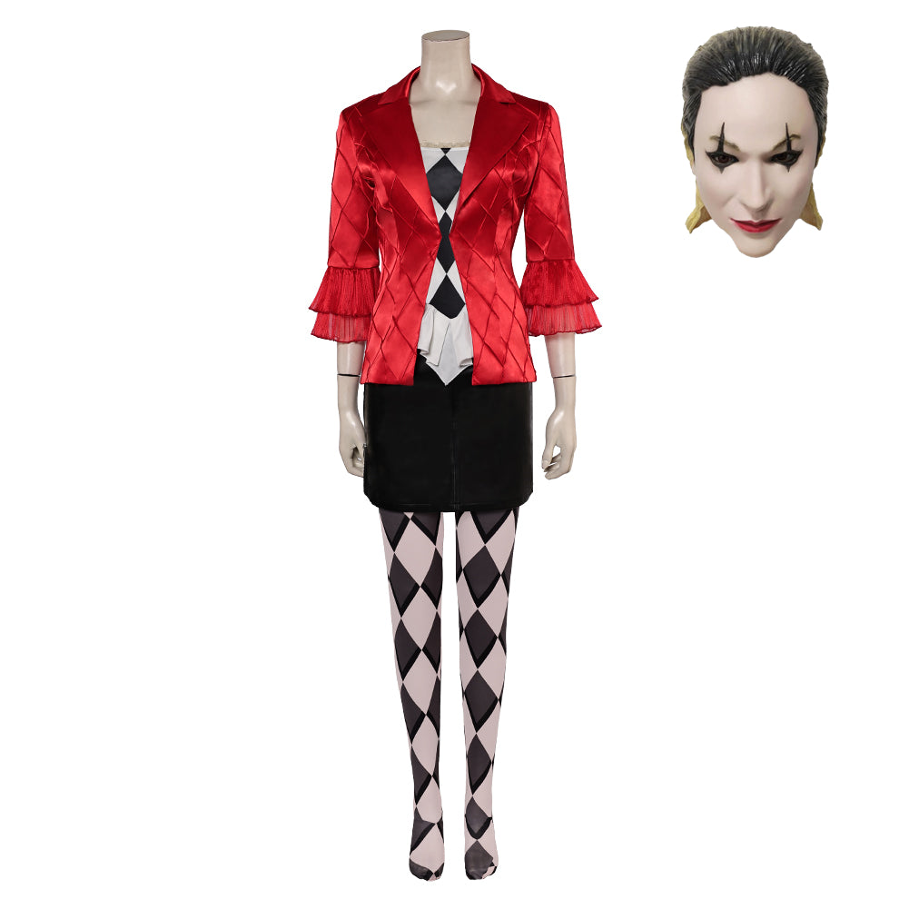 Joker: Folie à Deux(2024) Harley Quinn Tenue Rouge Cosplay Costume Masque