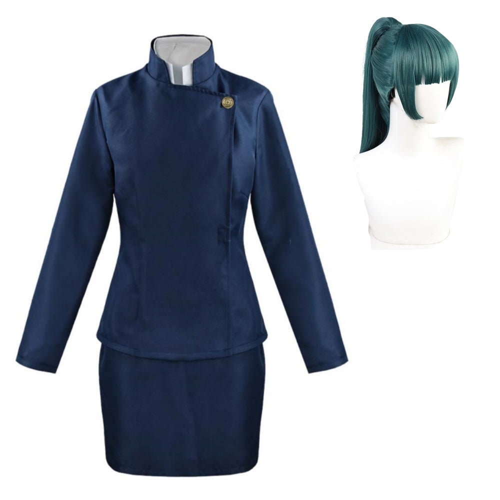 Jujutsu Kaisen Saison 3(2026) Maki Zenin Tenue Bleue Cosplay Costume Perruque