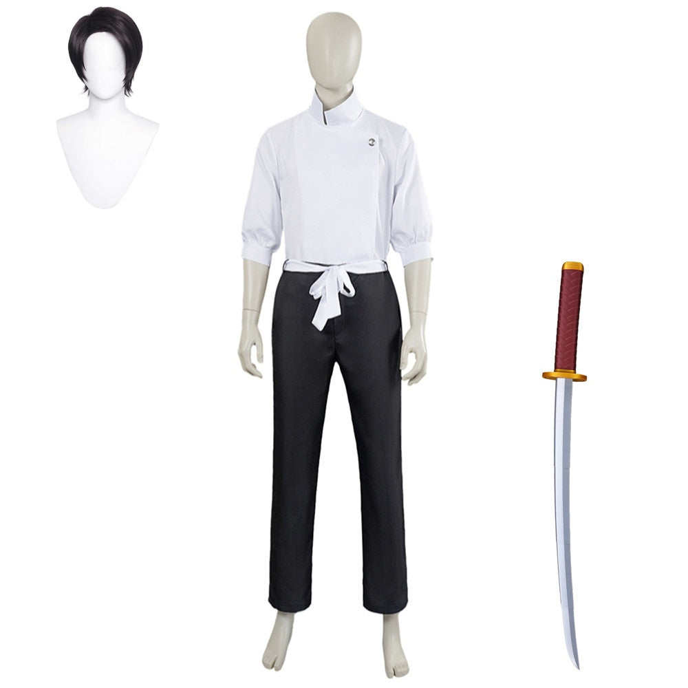 Jujutsu Kaisen Saison 3(2026) Yuta Okkotsu Tenue Blanche et Noire Cosplay Costume Couteau Perruque