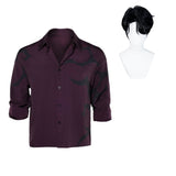 Jinu Chemise Imprimée Noire et Violette Cosplay Costume