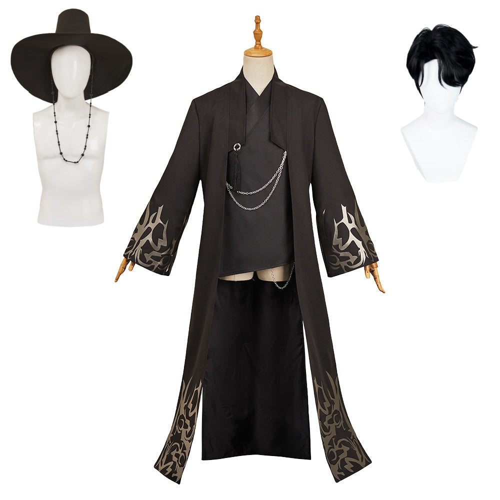 KPop Demon Hunters(2025) Saja Boys Jinu Saja Haut+Veste Noire Cosplay Costume Perruque Chapeau