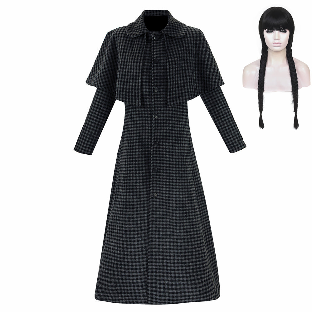 La Famille Addams 2(2025) Mercredi Manteau à Carreaux Cosplay Costume