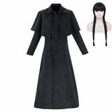 La Famille Addams 2(2025) Mercredi Manteau à Carreaux Cosplay Costume