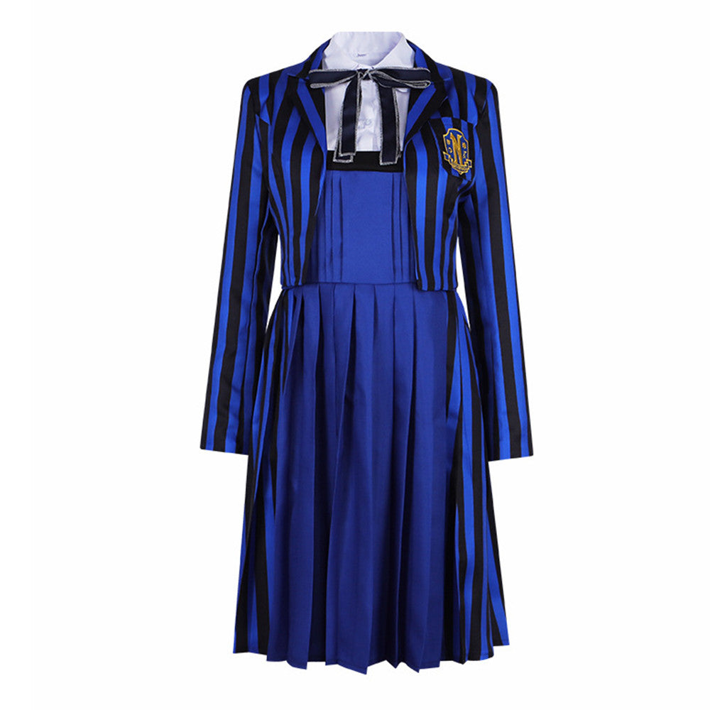 La Famille Addams 2(2025) Mercredi Uniforme Bleue Cosplay Costume