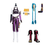 League of Legends LoL Jinx Cosplay Costume Perruque Chaussures Accessoires