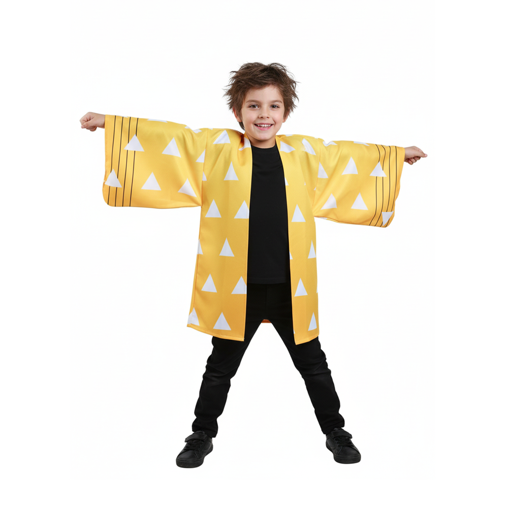 Les Rôdeurs de la nuit Kimetsu no Yaiba Zenitsu Agatsuma Haori Enfant Cosplay Costume