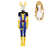 Magik Tenue Jaune et Bleue Cosplay Costume Perruque