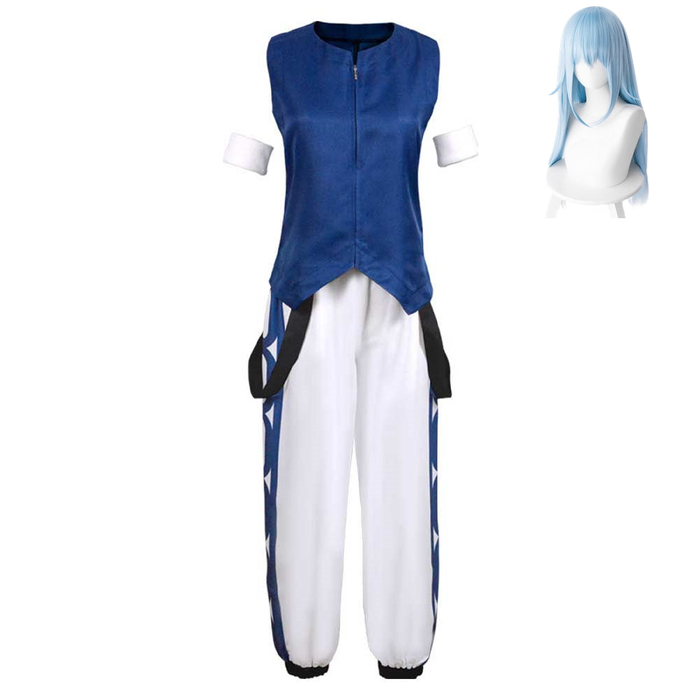 Moi, Quand Je Me Réincarne en Slime Rimuru Tempest Sans Manche Cosplay Costume Perruque