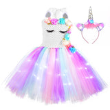Déguisement Enfant Fille Licorne de Noël LED Tutu Robe