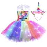 Déguisement Enfant Fille Licorne de Noël LED Tutu Robe