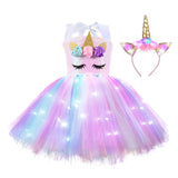 Déguisement Enfant Fille Licorne de Noël LED Tutu Robe