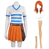 One Piece Nami Tenue Femme Cosplay Costume Perruque Chaussettes
