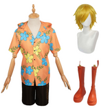 One Piece Sanji Tenue de Chemise Cosplay Costume Perruque Chaussures