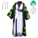 One Piece Wano Kuni Roronoa Zoro Kimono Cosplay Costume Perruque Clips