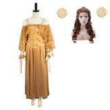 Padme Amidala Naberrie Robe Jaune Cosplay Costume Perruque