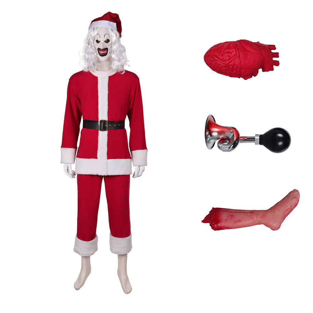 Terrifier 3(2024) Art The Clown Tenue Père Noël Rouge Cosplay Costume Accessoires