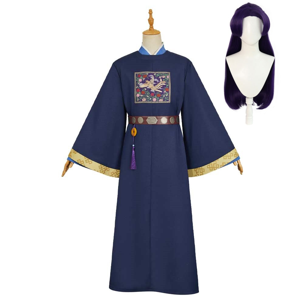 The Apothecary Diaries Jinshi Tenue Bleue foncée Cosplay Costume Perruque