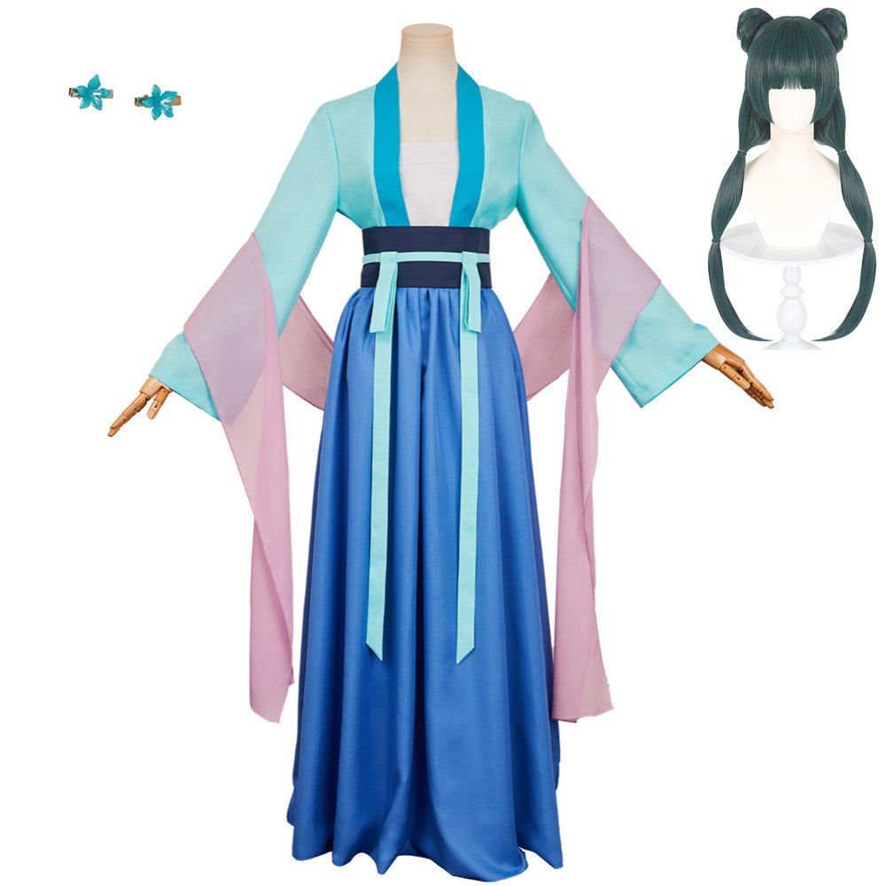 The Apothecary Diaries Saision 2(2025) Maomao Tenue Verte et Bleue Cosplay Costume Perruque