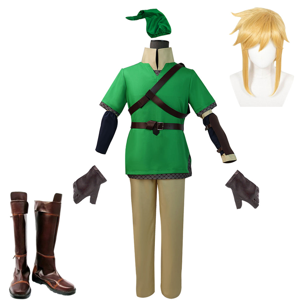 The Legend of Zelda: Skyward Sword Link Uniform Cosplay Costume Perruque Chaussures