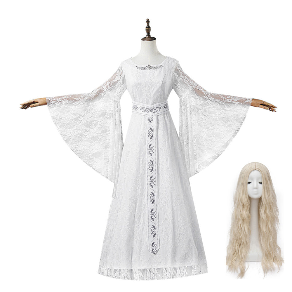 The Lord of The Rings Galadriel Robe Blanche Cosplay Costume Perruque