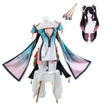 Wuthering Waves Zhezhi Tenue Blanche et Bleue Cosplay Costume