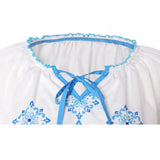 ABBA Anni-Frid Synni Lyngstad Chemise Bleu et Blanc Cosplay Costume