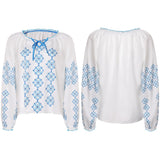 ABBA Anni-Frid Synni Lyngstad Chemise Bleu et Blanc Cosplay Costume
