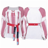ABBA Femme Anni-Frid Lyngstad 1970s Chemise Rouge et Blanche Costume Vintage