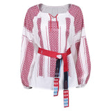 ABBA Femme Anni-Frid Lyngstad 1970s Chemise Rouge et Blanche Costume Vintage
