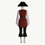 Cosplay Costume Elizabeth Swann Pirates of the Caribbean Film Cosplay Tenue Marron et Blanche Femme