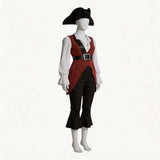  Cosplay Costume Elizabeth Swann Pirates of the Caribbean Film Cosplay Tenue Marron et Blanche Femme