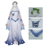 Cosplay Costume Emily Corpse Bride(2005) Film Cosplay Robe de Mariée Blanche et Bleue Femme