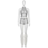 Cosplay Costume Groupe de Filles Tenue de Scène Argentée Femme