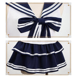 Cosplay Costume Groupe de Filles Uniforme de Scène Blanche et Bleue Femme