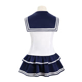 Cosplay Costume Groupe de Filles Uniforme de Scène Blanche et Bleue Femme